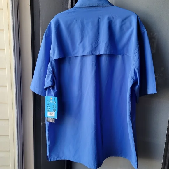 Bimini Bay Outfitters Blue Short Sleeve Fishing Shirt XL Sport Outdoors Collard - Picture 3 of 12